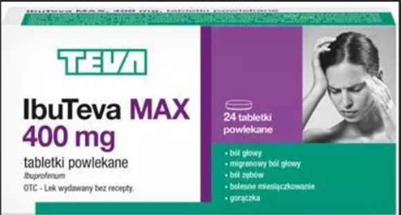 Obrazek IbuTeva Max 400mg 24 tabletki