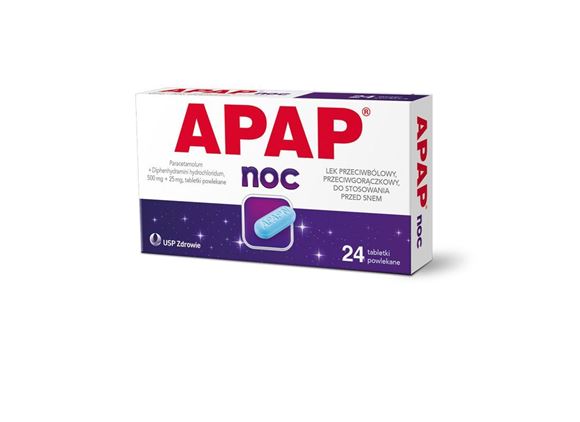 Obrazek APAP Noc 500 mg + 25mg,  24 tabletki